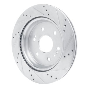 Cadillac Escalade ESV Brake Rotor (1) - Rear Left - R1 Concepts - Drilled & Slotted - Silver - `19-`25